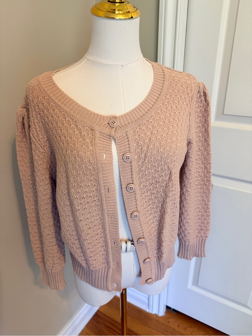 Classic Blush Pink Knit Button Cardigan